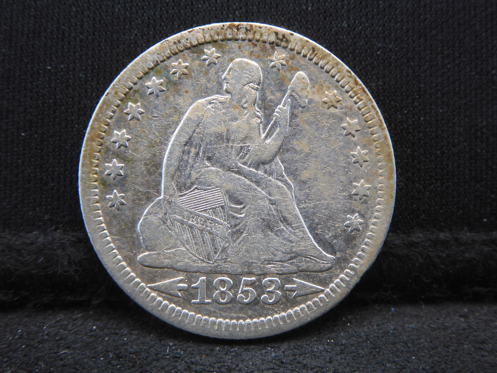 1853 Arrows & Rays Seated Liberty Quarter - SELDOM SEEN (1 of 2)