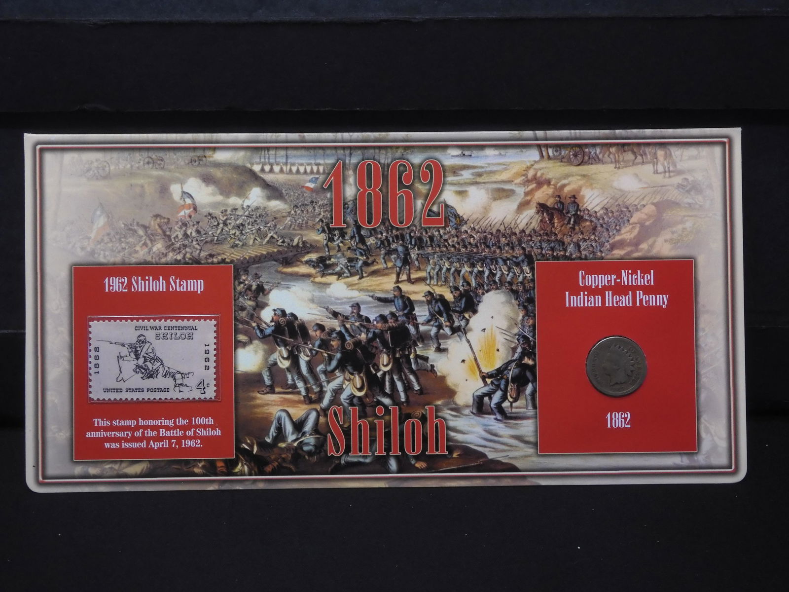 1862 CN Indian Head Cent- Better Date/Civil War Year+ Shiloh 4c. Postage Stamp (1 of 5)