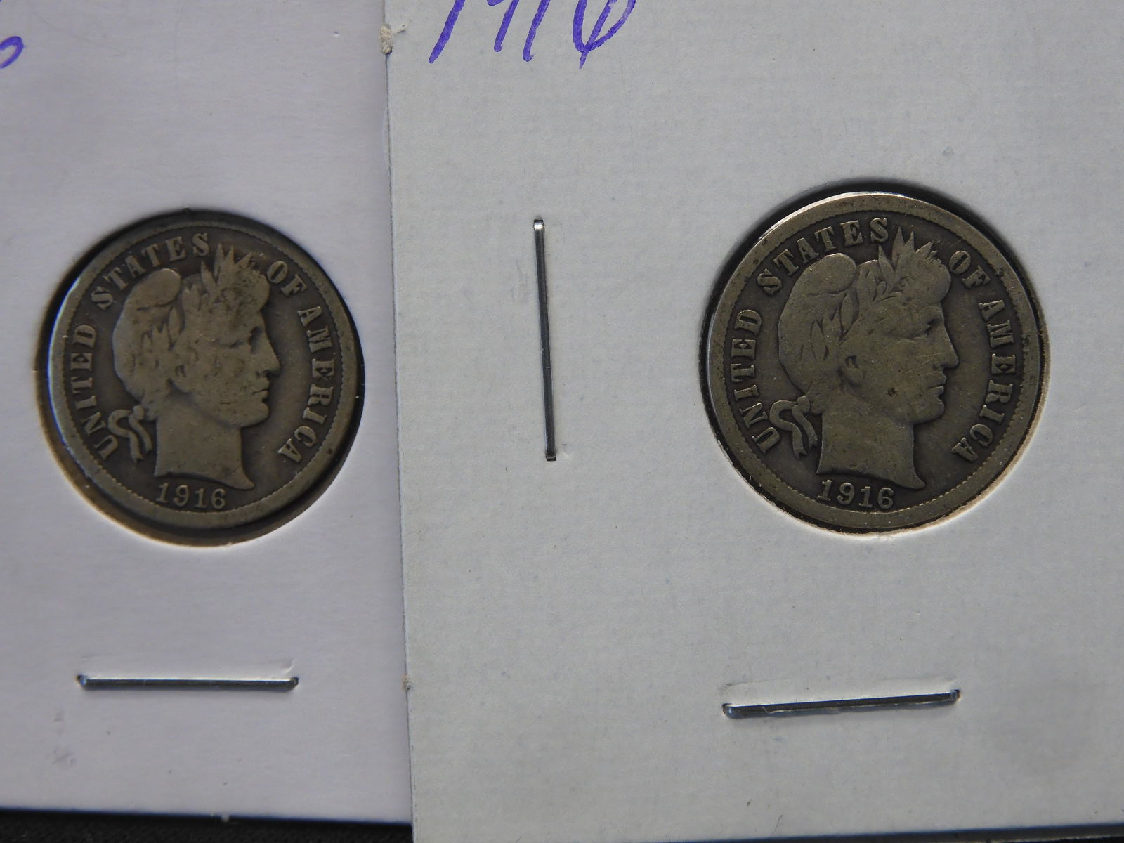 Two 1916 Barber Dimes (1 of 3)