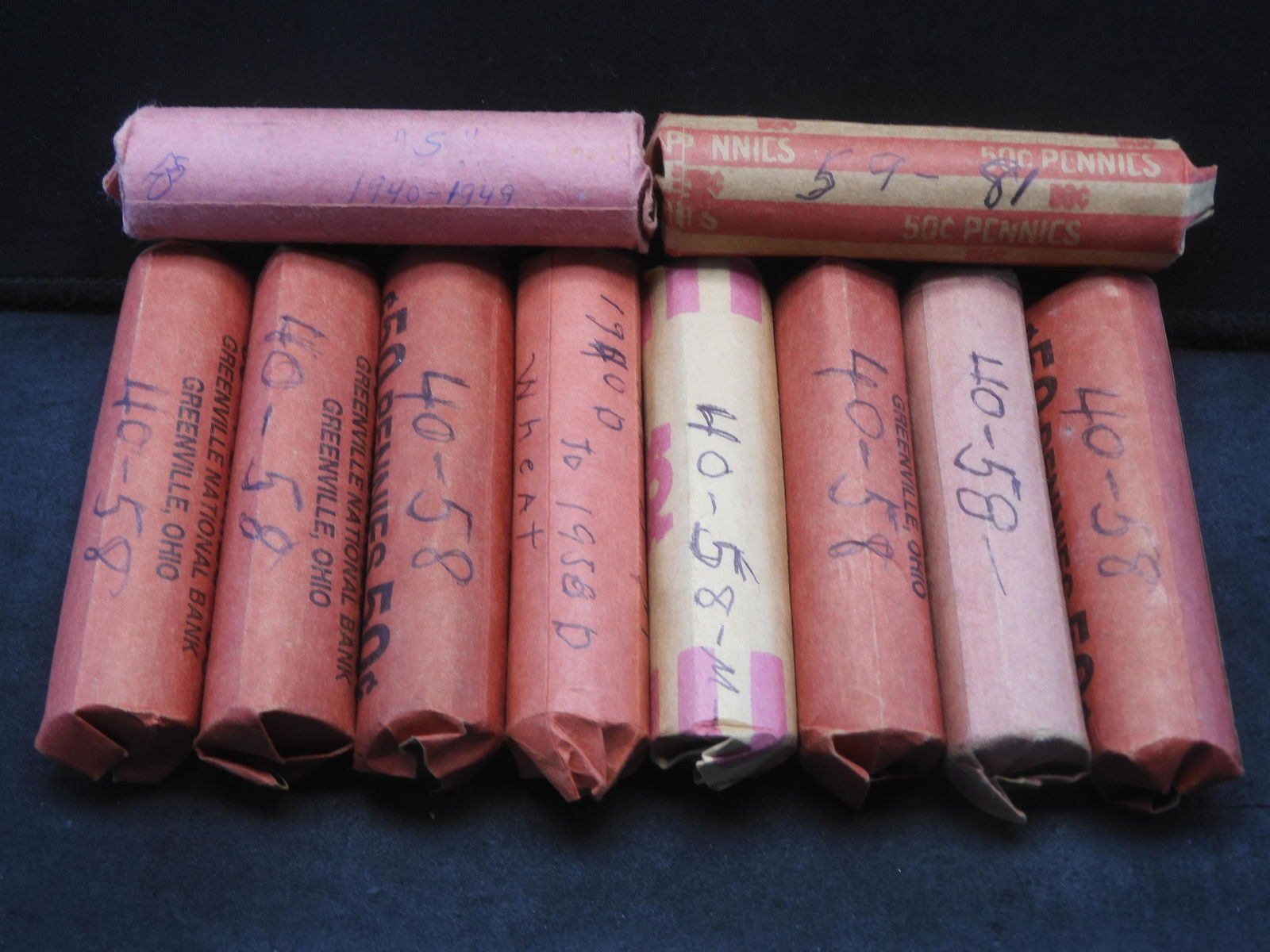 10 Rolls of Copper Lincoln Wheat and Memorial Cents Mostly Wheat Cents  - Spot Check the ends only! (1 of 6)