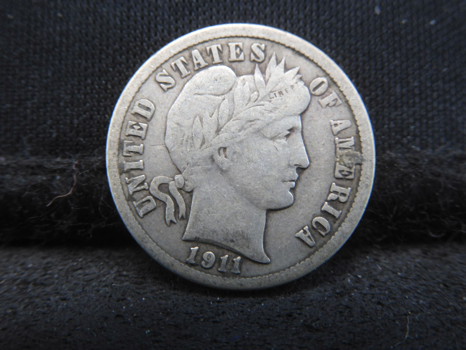 1911 United States Barber Dime.  Readable Liberty. (1 of 2)