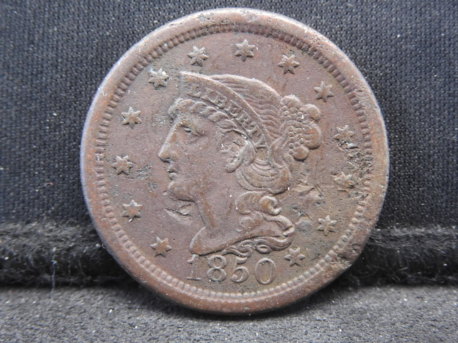 1850 Coronet Head Large Cent  Damaged (1 of 2)