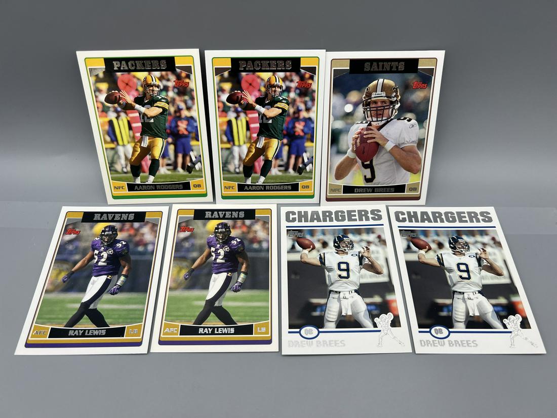 Lot of (7) 2004 & 2005 Topps Football Star Player Cards - Varying Conditions - Aaron Rodgers 2nd (1 of 2)