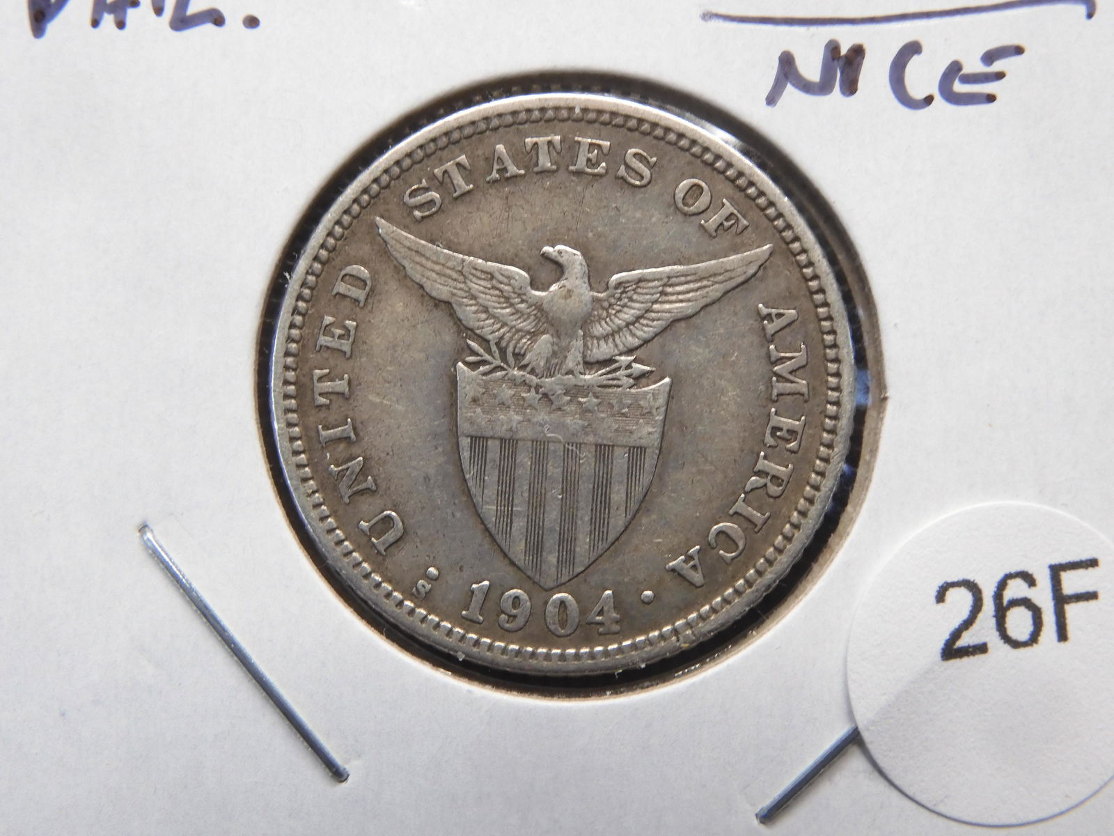 1904-S Philippines Silver 20 Centavos.  Nice. (1 of 3)