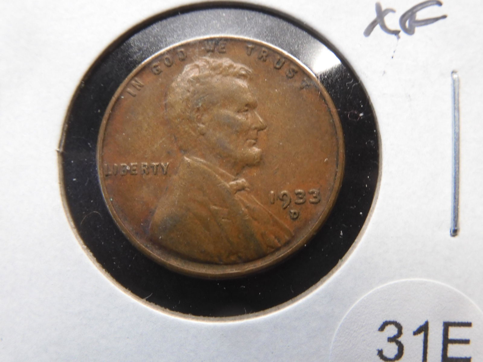 1933-D Lincoln Wheat Cent.  XF. (1 of 3)