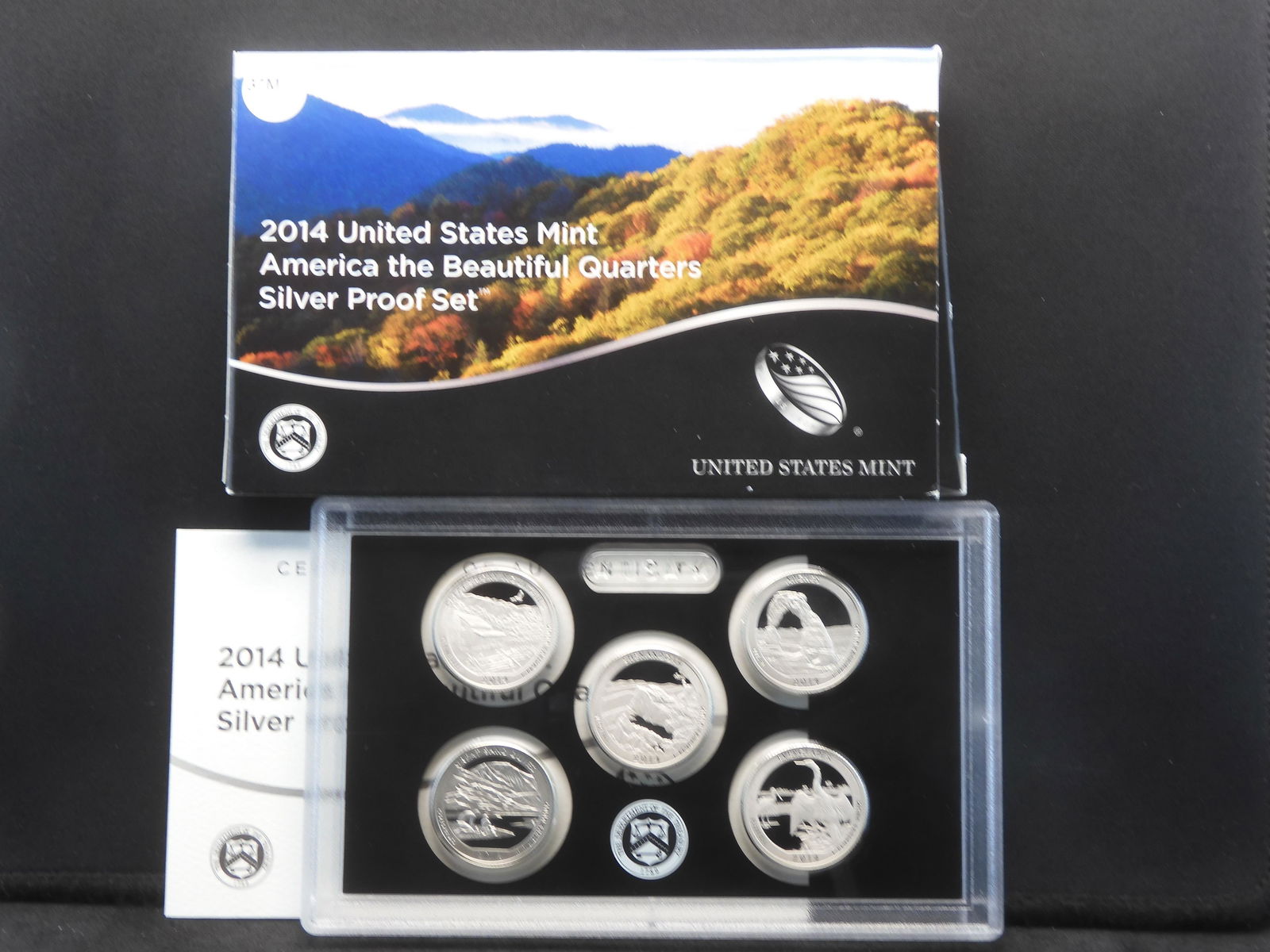 2014-S America The Beautiful SILVER Quarters 5-Coin Proof Set With Original Gov't Packaging & COA. (1 of 4)