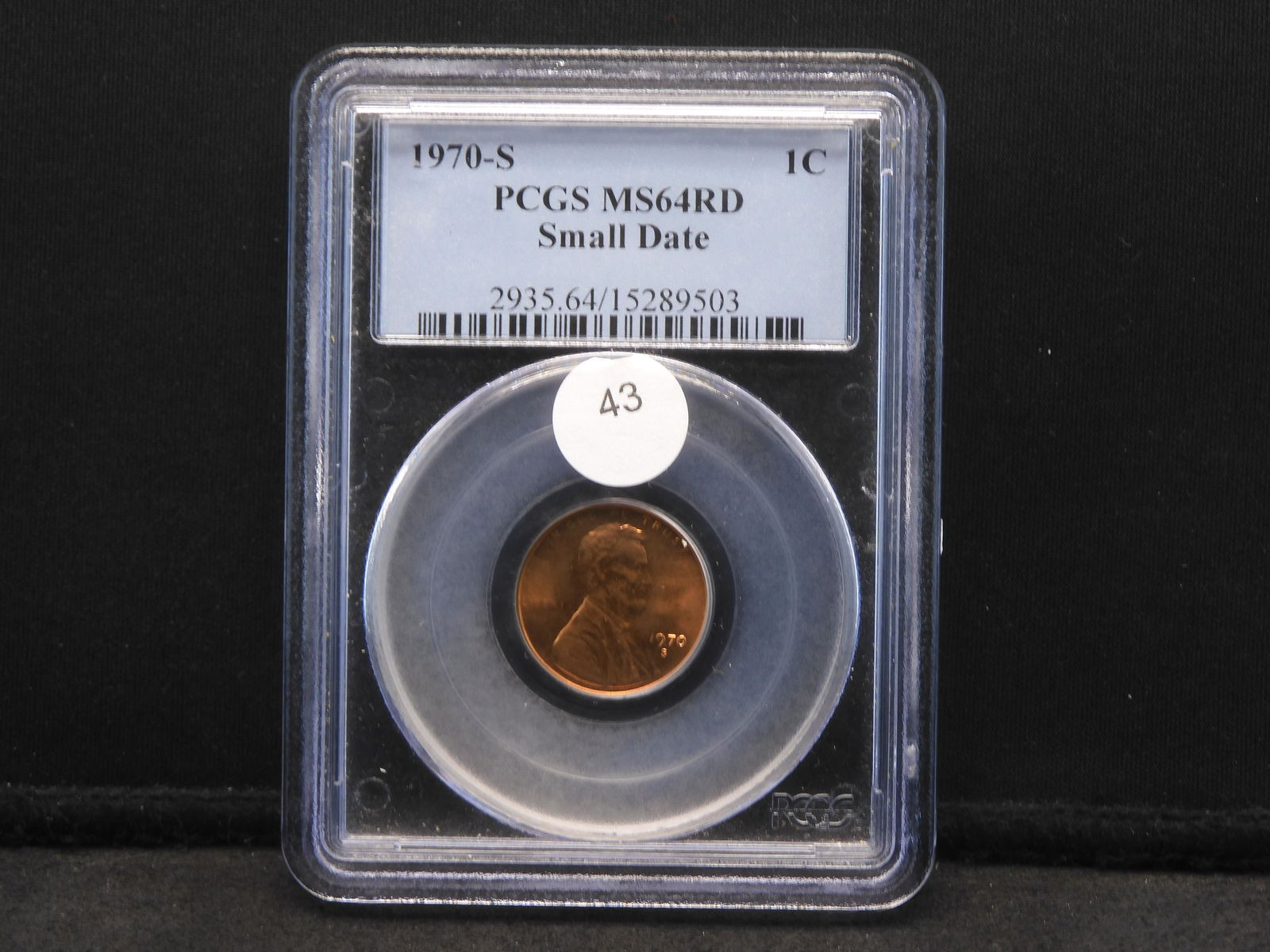 1970-S Small Date Lincoln Cent.  Slabbed by PCGS (#1 Grader) as MS 64 Red. (1 of 4)