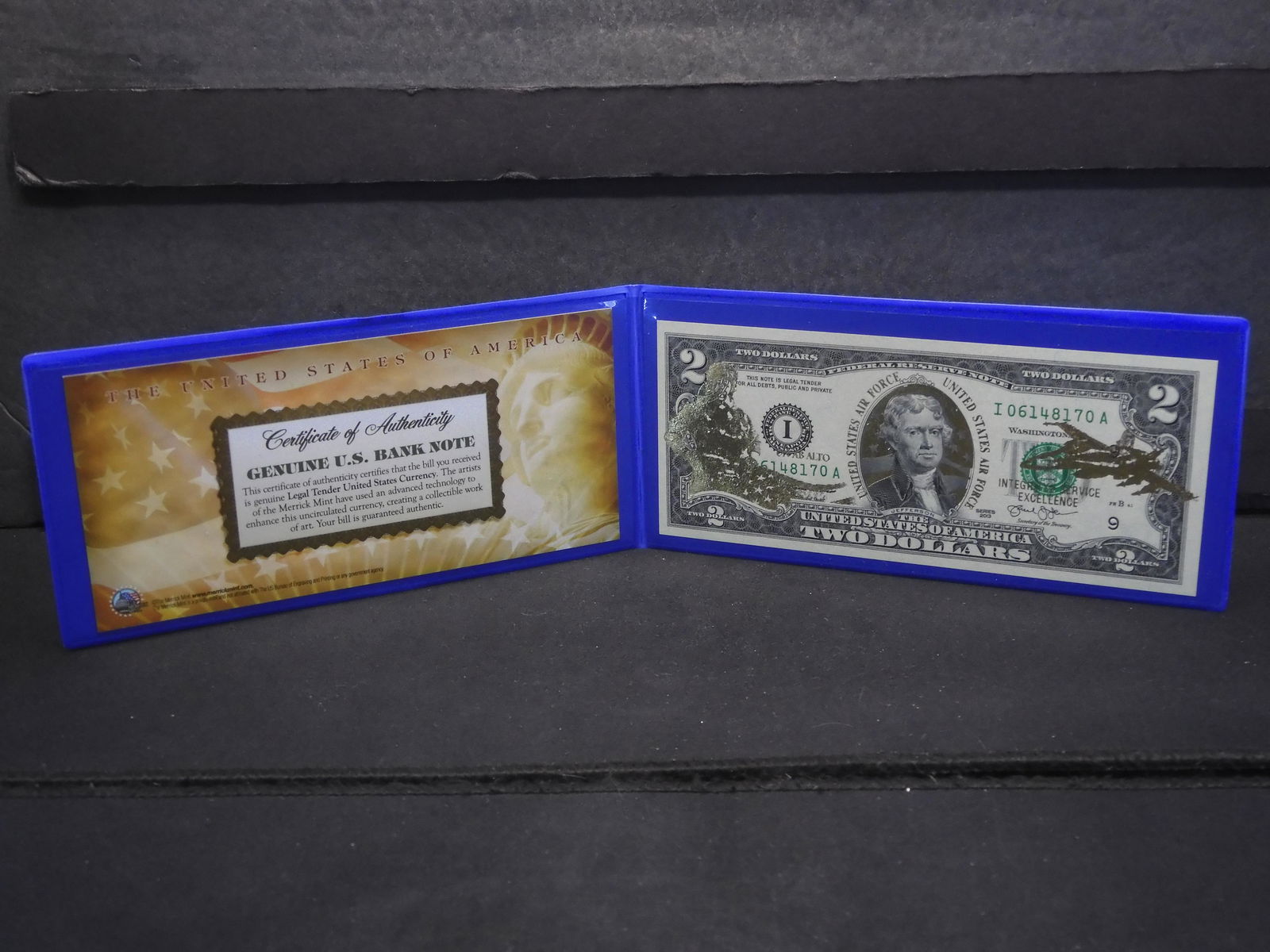 2013 Colorized $2 Note. Legal Tender. US Air Force Overprint (1 of 8)