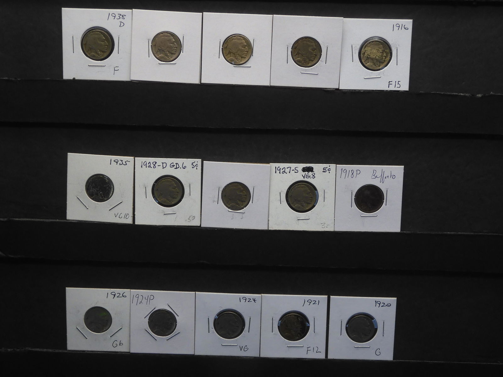 15 Buffalo Nickels all different dates (1 of 6)