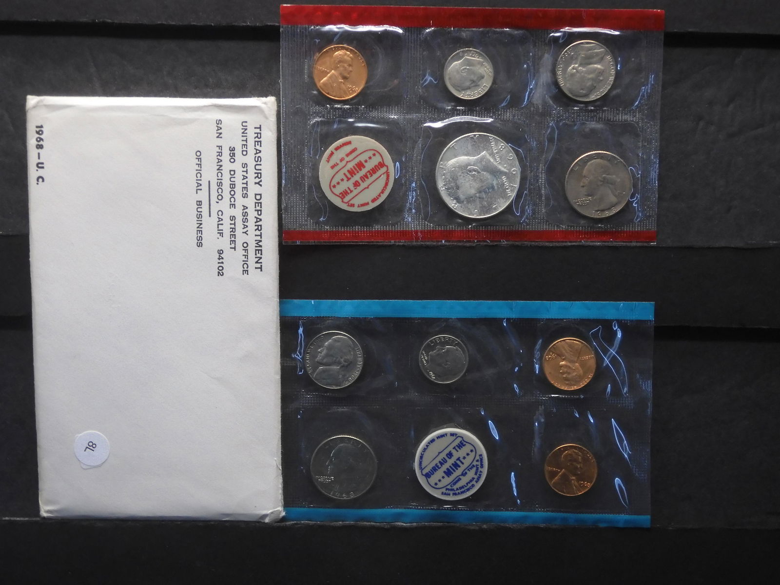 1968 P&D Uncirculated Coin Set One 40% Silver Kennedy Half Dollar (1 of 5)