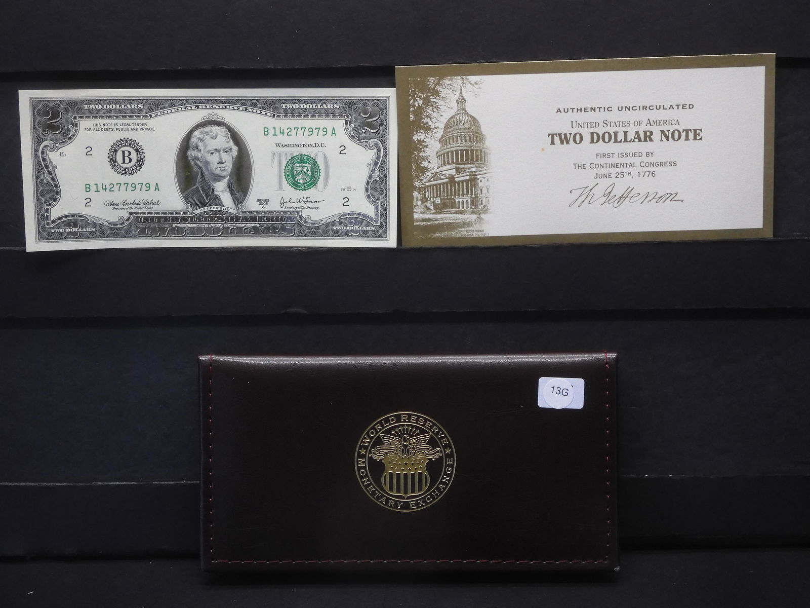1976 Bicentennial CRISP UNC Colorized $2 Note. Legal Tender. World Reserve Monetary Exchange, In (1 of 6)