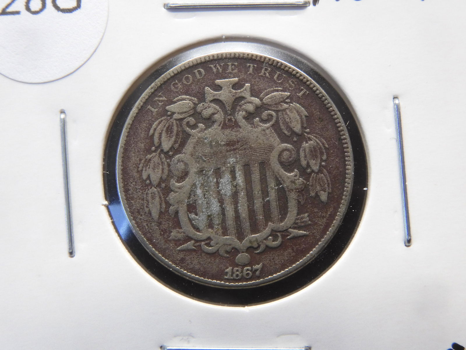 1867 Shield Nickel. No Rays. NICE COND. (1 of 3)