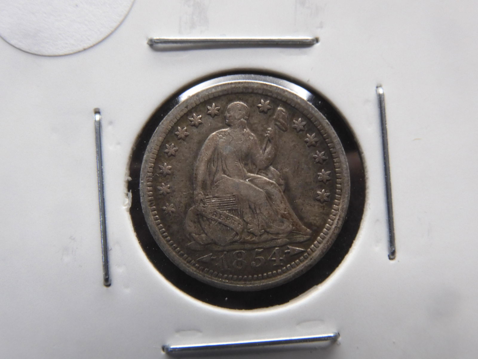 1854 w/Arrows Seated Liberty 1/2 Dime. FULL LIBERTY. BETTER GRADE (1 of 3)