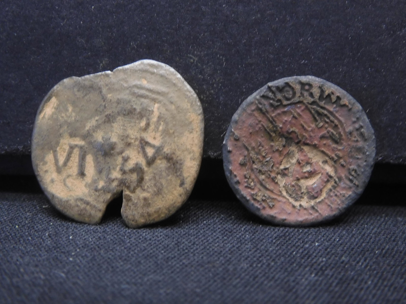 (2-PIRATE COINS/MID 1600'S), OVER 350 YEARS OLD!: (2-PIRATE COINS/MID 1600'S), OVER 350 YEARS OLD!