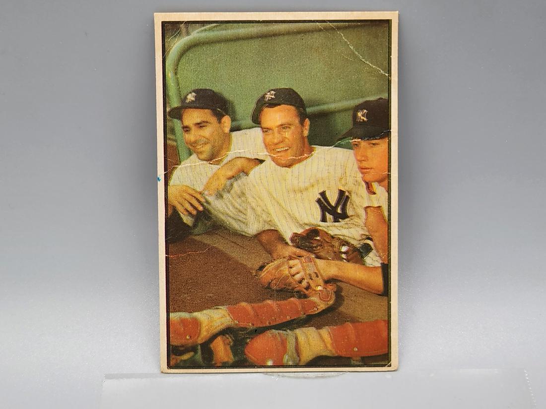 1953 Bowman Color Mickey Mantle/Berra/Bauer #44 HOF (1 of 2)
