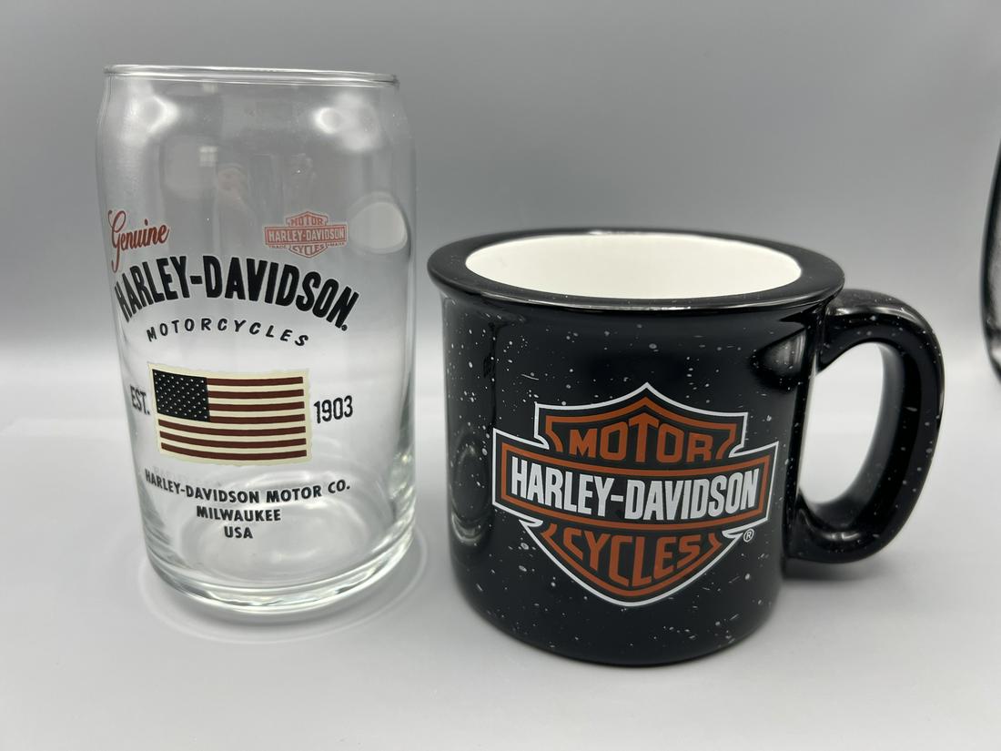 Harley Davidson Glass and Mug: Harley Davidson Glass and Mug