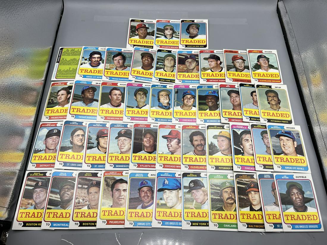 1974 Topps Traded Baseball Complete 44 Card Set - Ron Santo, Juan Marichal - Varying Conditions (1 of 5)