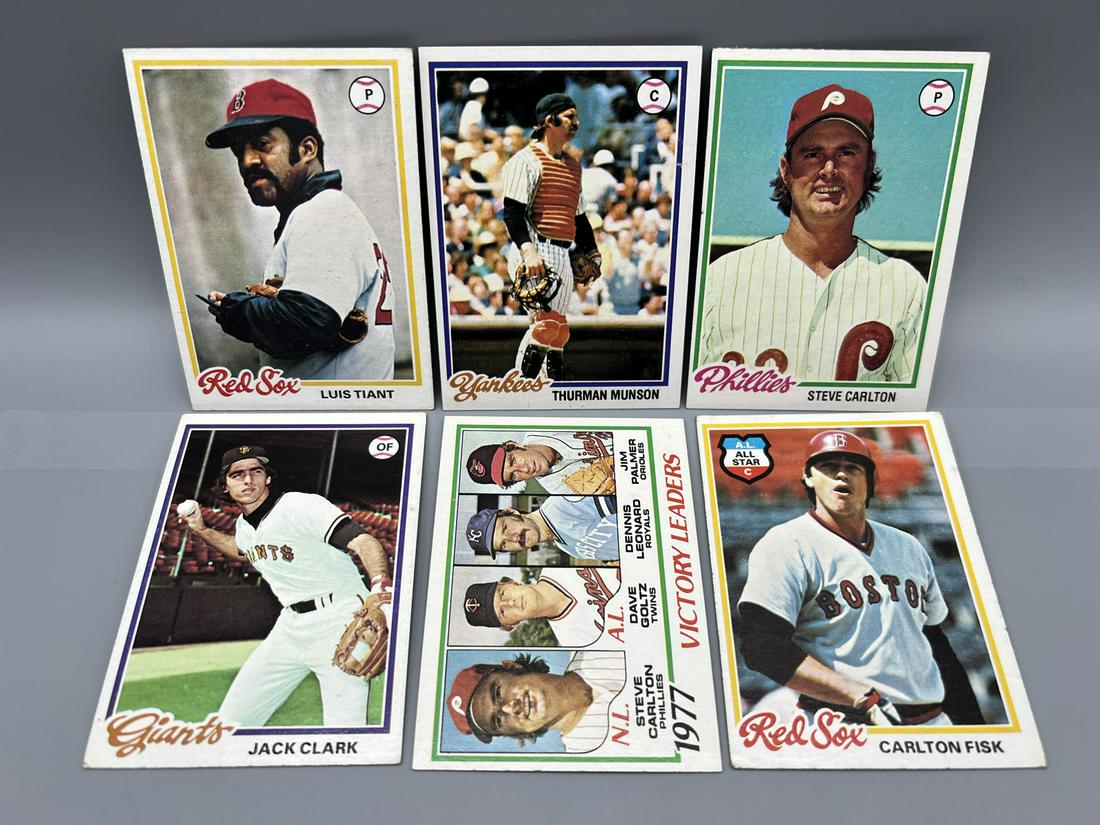 Lot of (6) 1978 Topps Baseball Star Player Cards - Varying Conditions - Luis Tiant, Thurman Munson, (1 of 2)