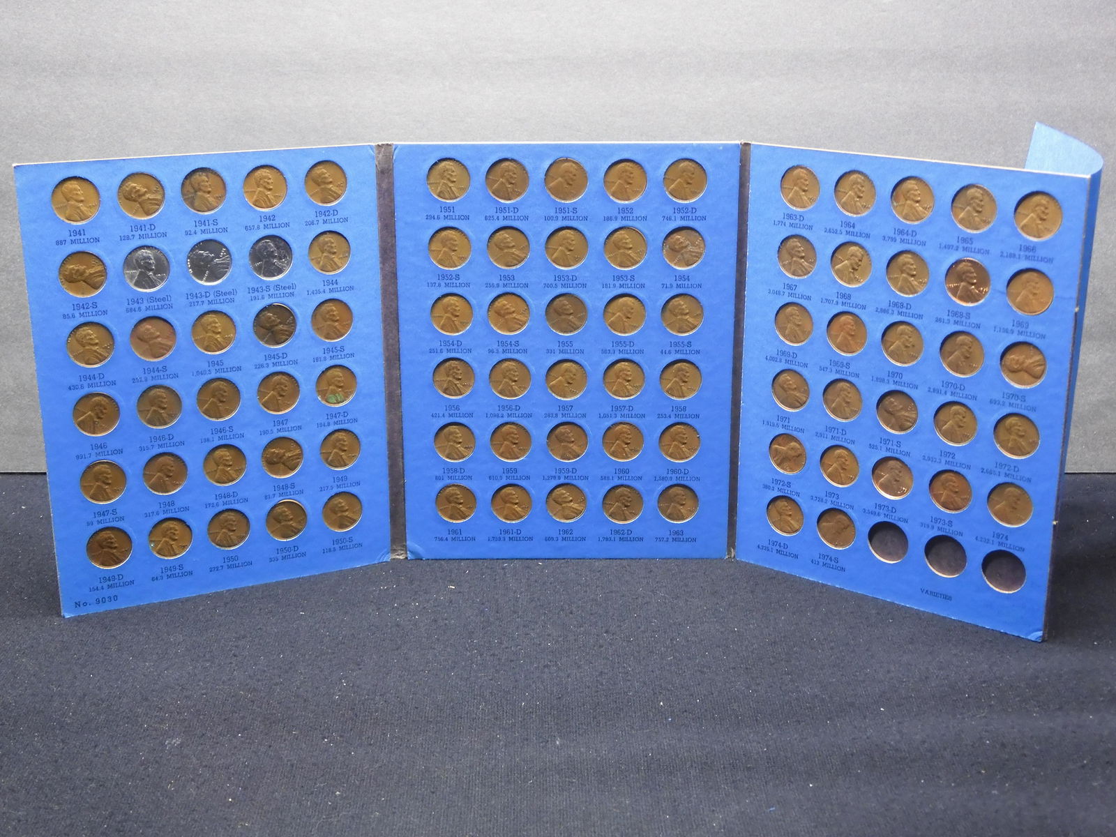 Whitman Collector Folder of Lincoln Wheat and Memorial Cents Includes the 1943 P,D,&S Steel Wheat (1 of 8)