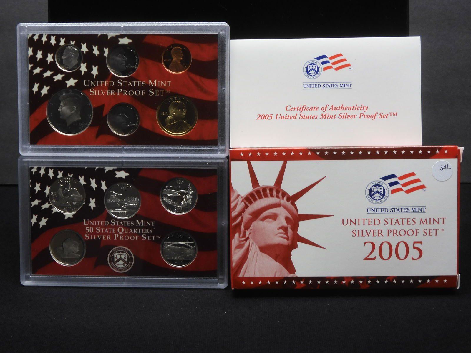 2005-S United States 11-Coin SILVER Proof Set With Original Gov't Packaging & COA. (1 of 6)