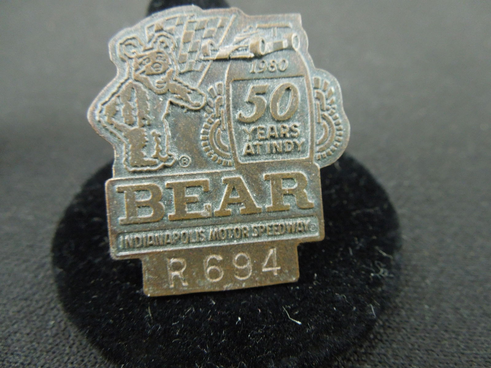 1980 Indianapolis Motor Speedway Bear Automotive Equipment Numbered Bronze Garage Pass (1 of 2)