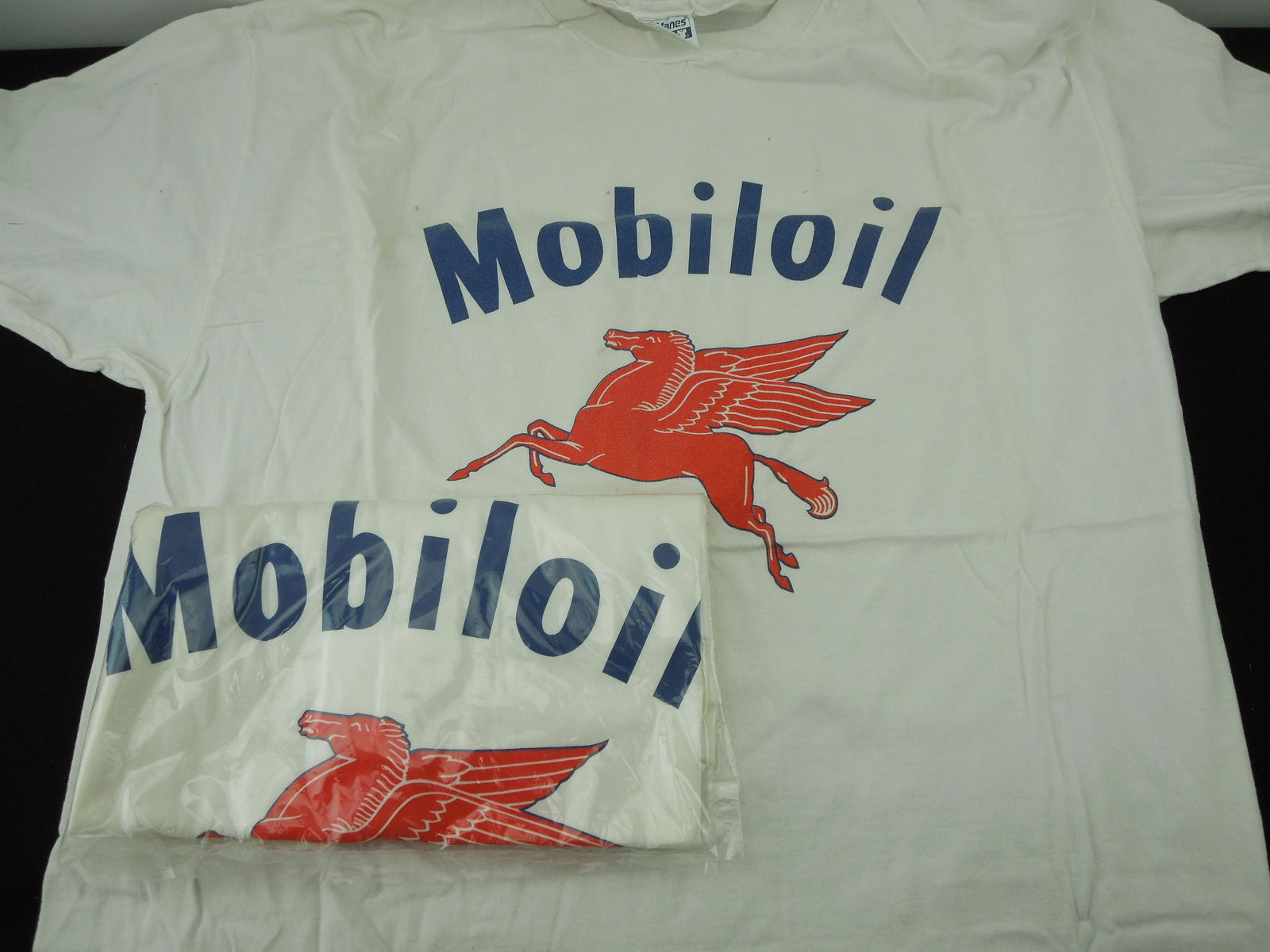 (2) Mobiloil T-Shirts with Gargoyle Logo; 1 New in XL, 1 Worn in XXL - "The Larry and Gary Show" T-S (1 of 5)