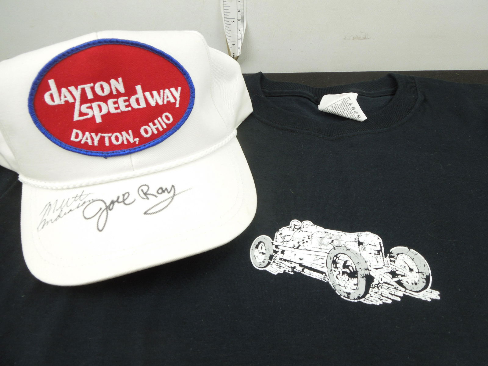 Dayton Speedway Hat Autographed by Mutt Anderson and Joe(?) Ray & Dayton Wire Wheel Tee-Shirt (1 of 4)