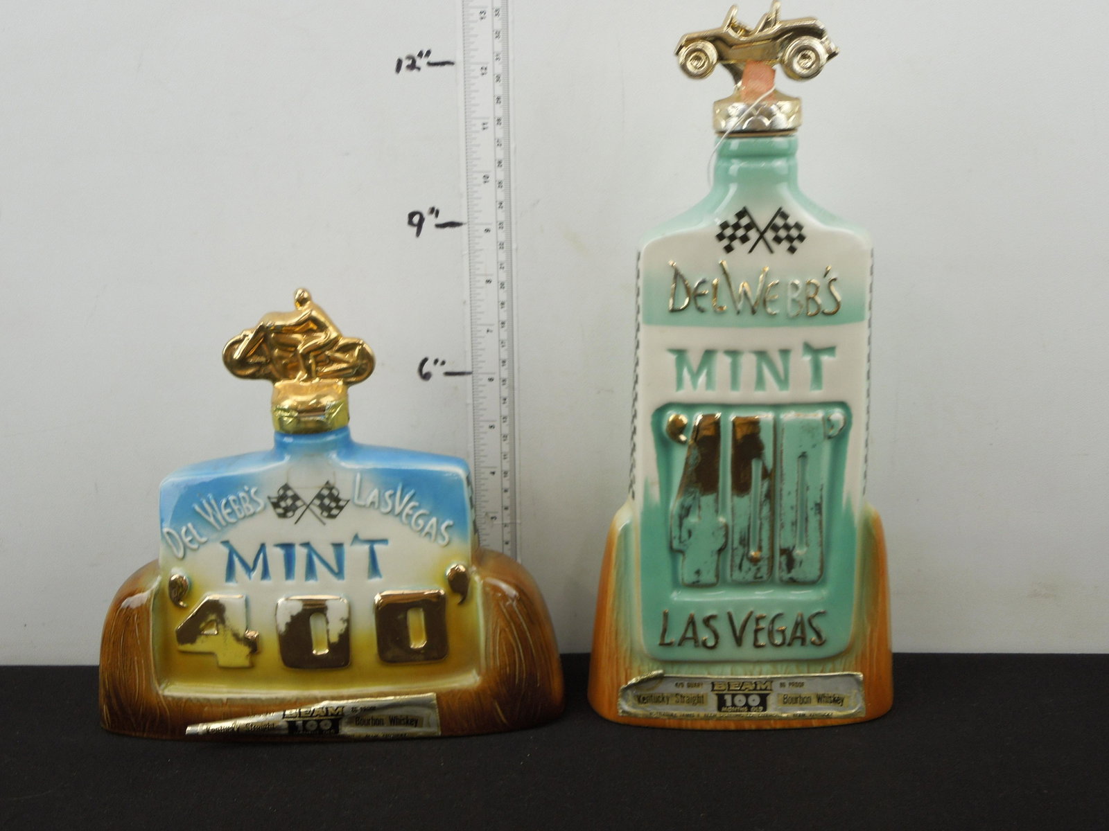 Two Mint 400 Desert Race Commemorative Whiskey Bottles; 1970 & 1971: Two Mint 400 Desert Race Commemorative Whiskey Bottles; 1970 & 1971
