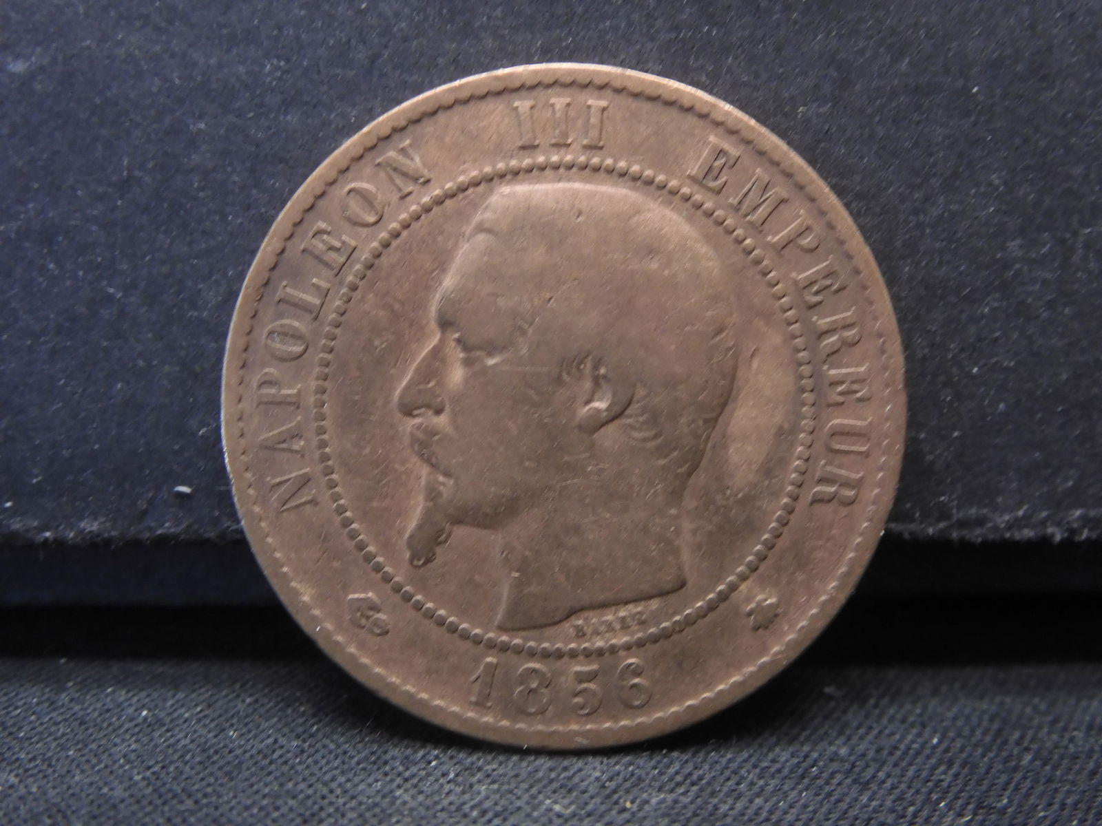 1856 B (AMAZING GRADE/REDDISH/NAPOLEON III/CIMEAN WAR ERA) FRANCE DIX CENTIMES/167 YEARS OLD! (1 of 2)