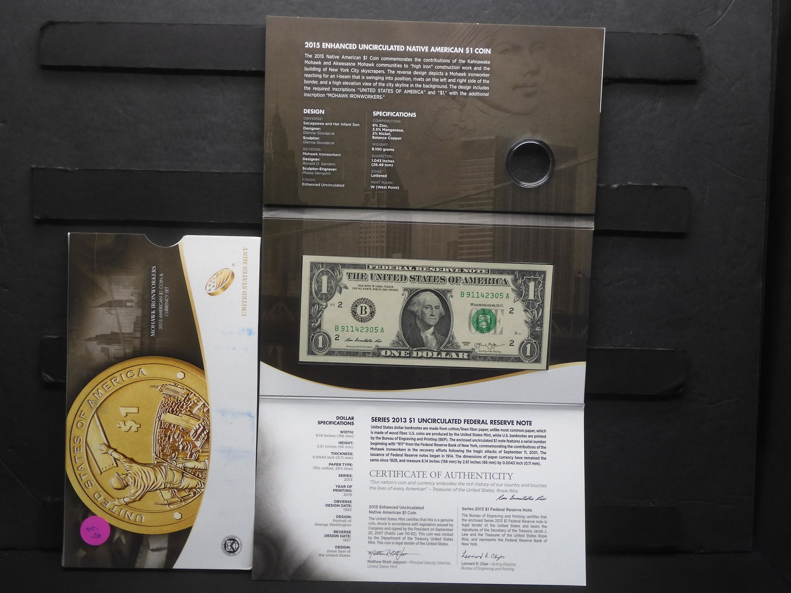 2015 American 1$ Coin & Currency Set Missing the Coin (1 of 6)