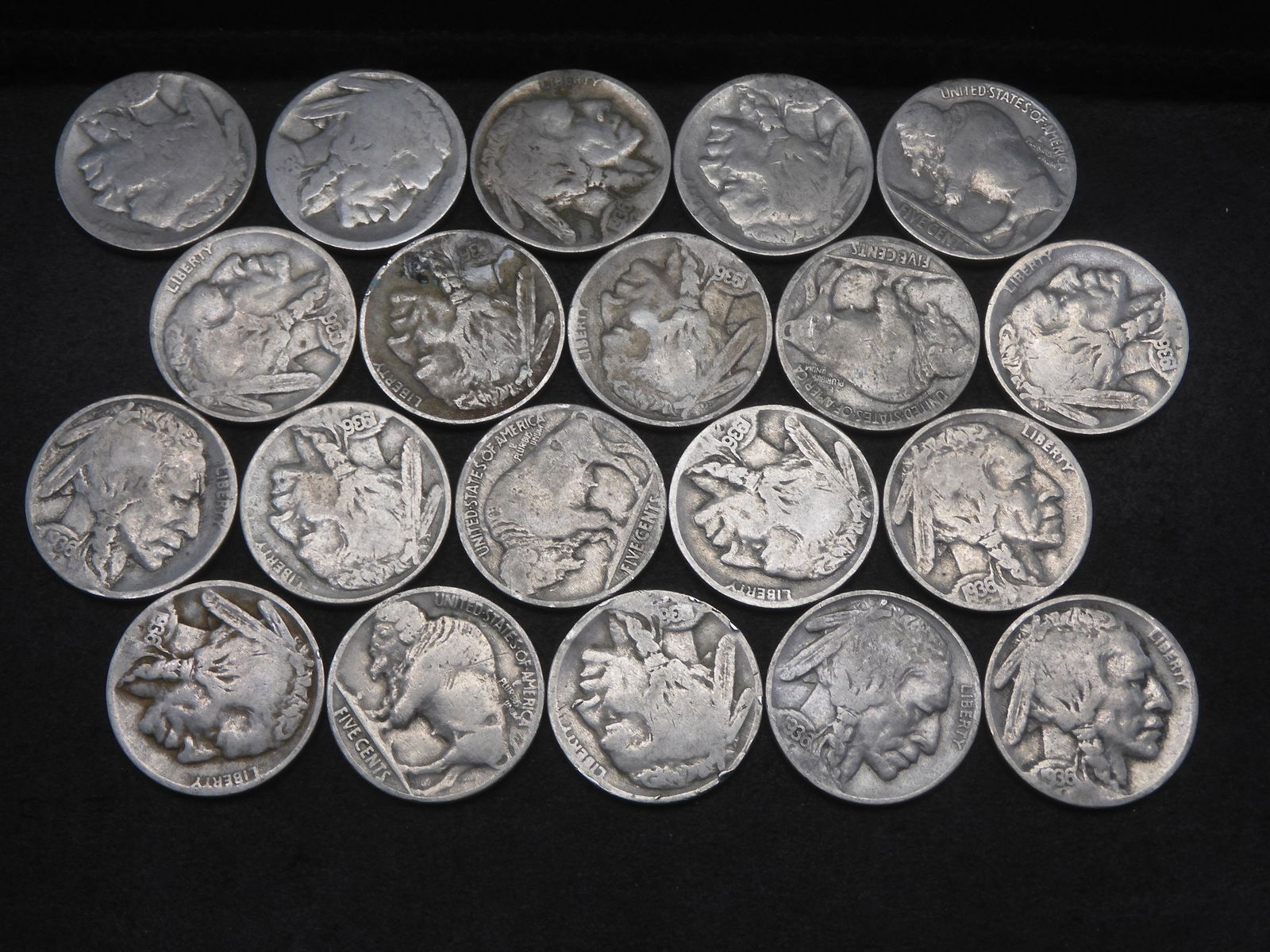 1937 P/D/S Full Date Buffalo Nickels - Qty 15 (5 each) (1 of 3)