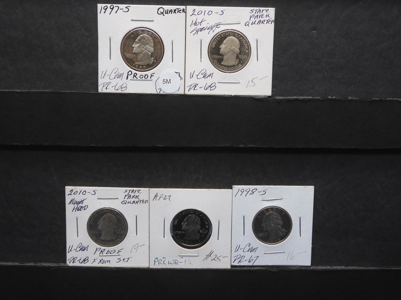 Five Washington Proof  Quarters (1 of 5)