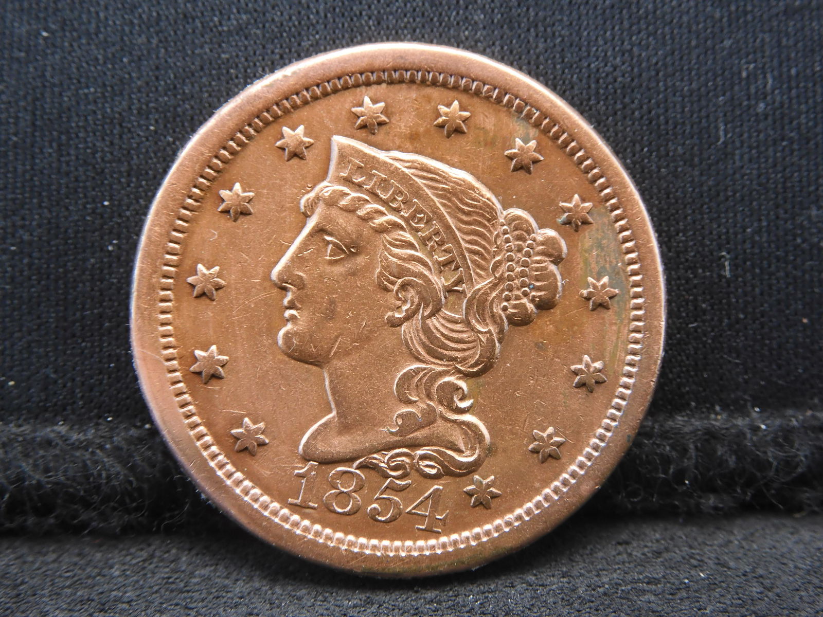 1854 Braided Hair Large Cent - Great Detail (1 of 2)