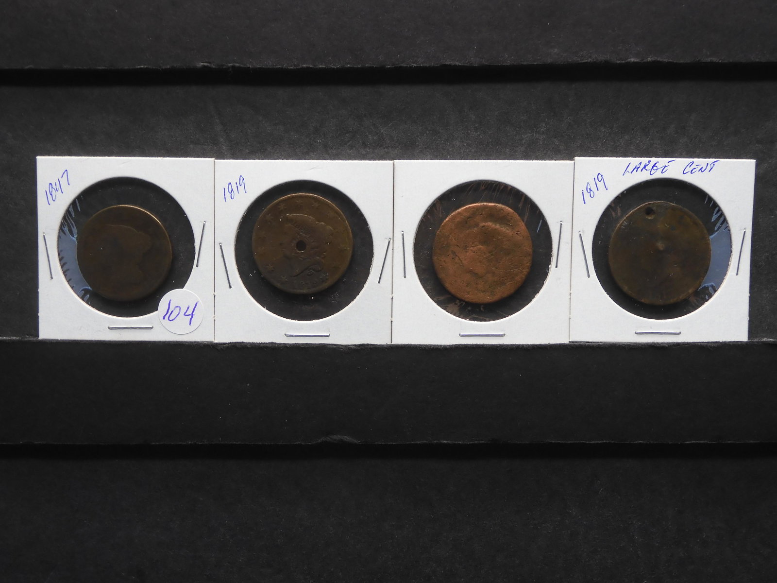 Four Low Grade US Large Cents (1 of 6)