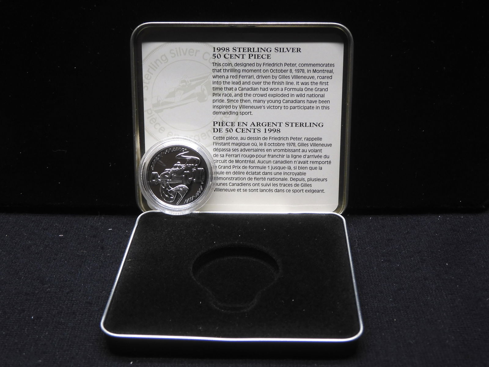 1998 50 Cents "Canada's First Time Winning a Formula One Grand Prix Race" Sterling Silver Proof (1 of 5)