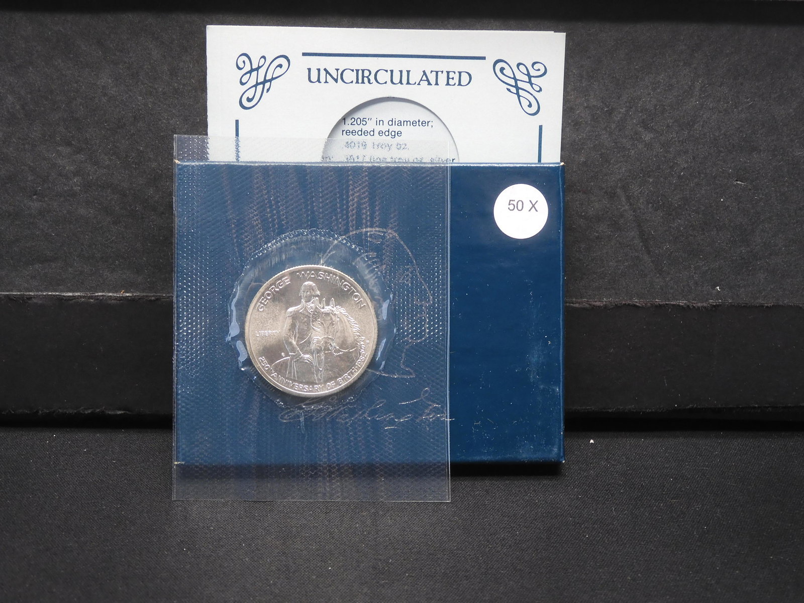 1982-D Unc. George Washington 90% Silver Commemorative Half Dollar (1 of 4)