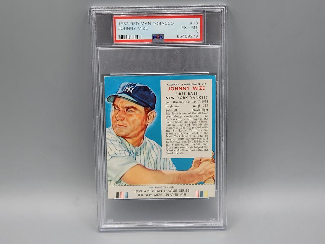 1953 Red Man Johnny Mize #18 PSA 6 HOF - Tough In Higher Grades (1 of 2)