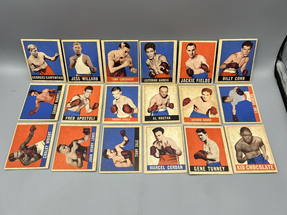 1948 Leaf Boxing (18) Card Partial Set Lot w/ Gene Tunney & Kid Chocolate HOF (1 of 9)