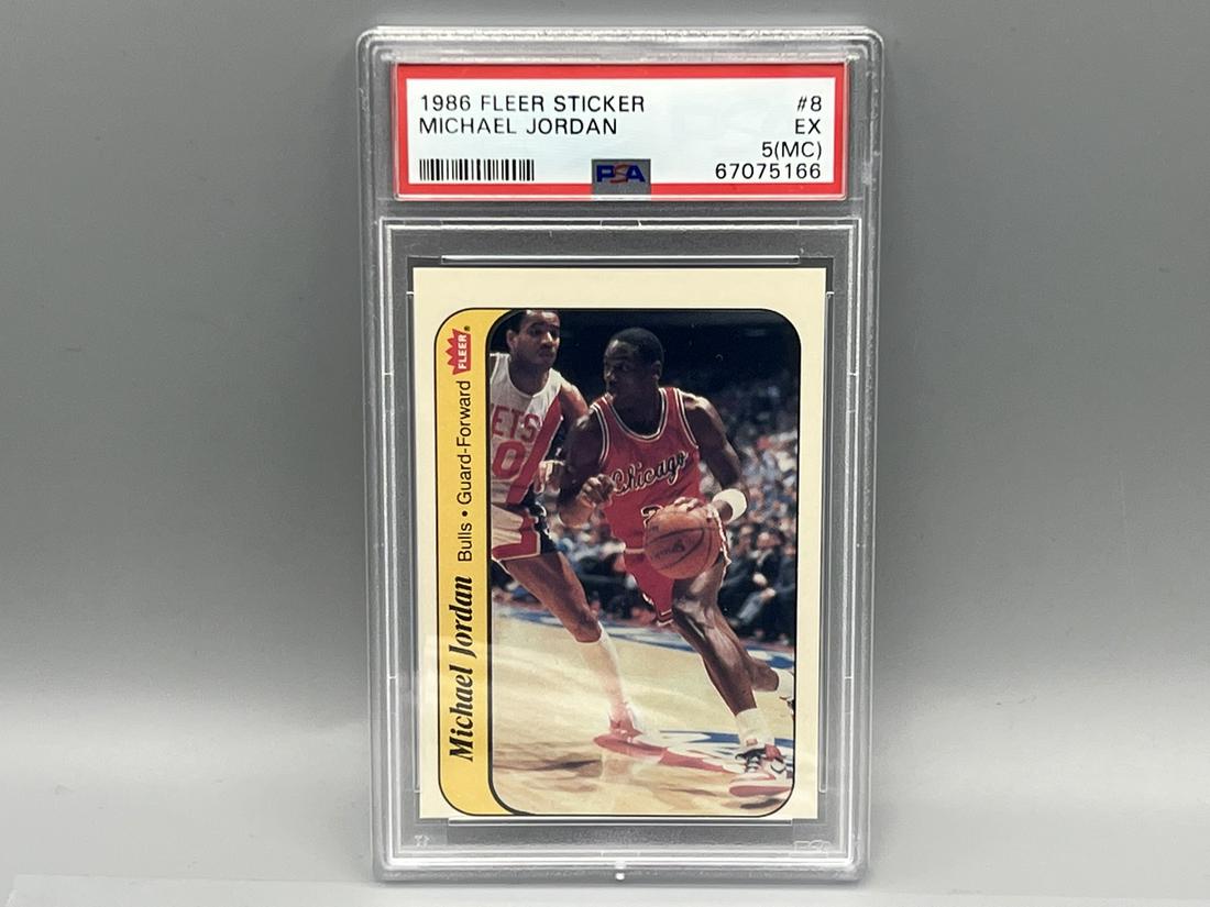 1986 Fleer #8 Michael Jordan Sticker Rookie PSA 5 MC: 1986 Fleer #8 Michael Jordan Sticker Rookie PSA 5 MC
