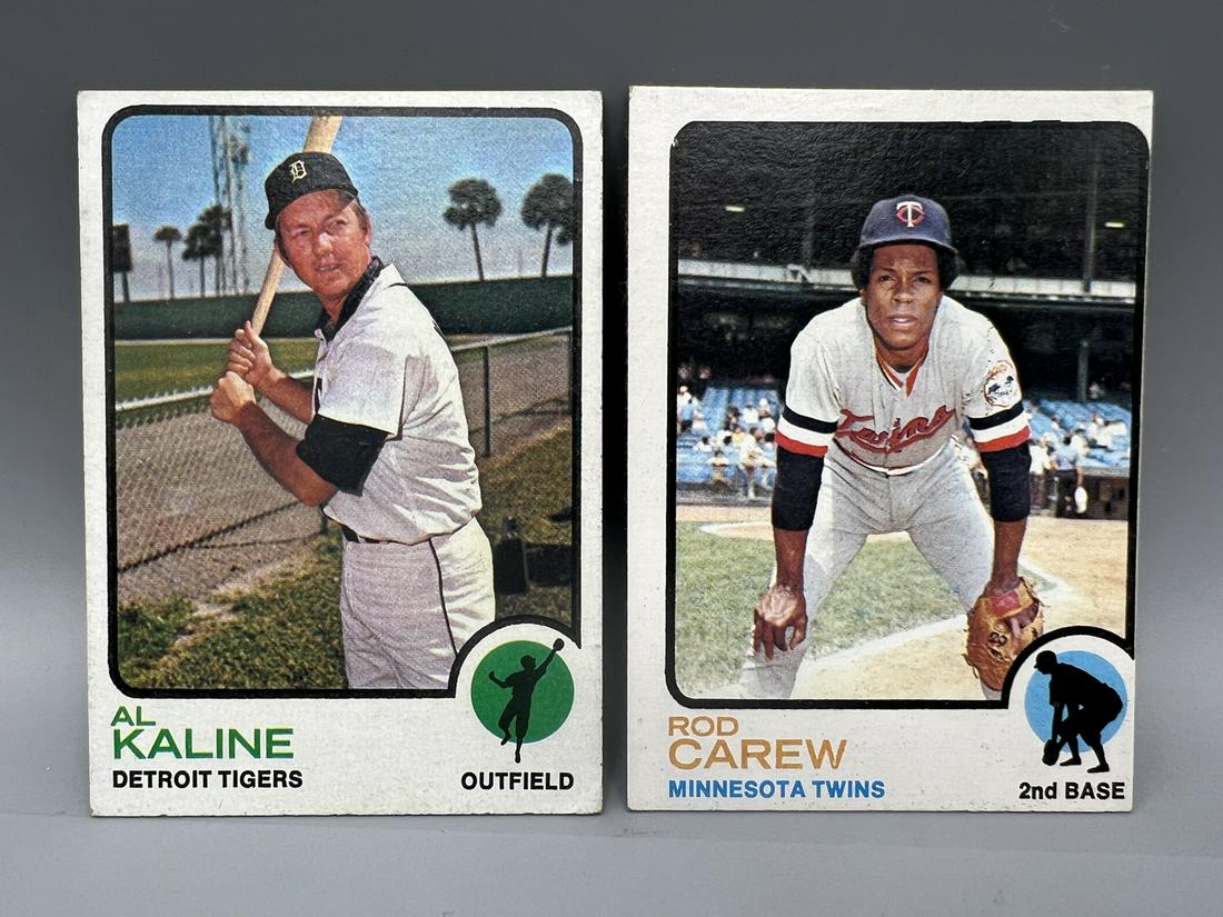 1973 Topps Baseball Card Lot with #330 Rod Carew and #280 Al Kaline (1 of 2)
