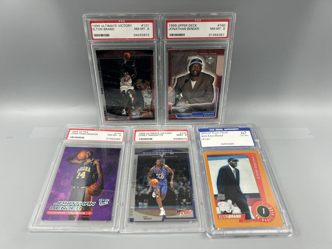 Lot of (5) Assorted PSA & The Final Authority Graded Basketball Rookie Cards - Elton Brand & Corey (1 of 2)