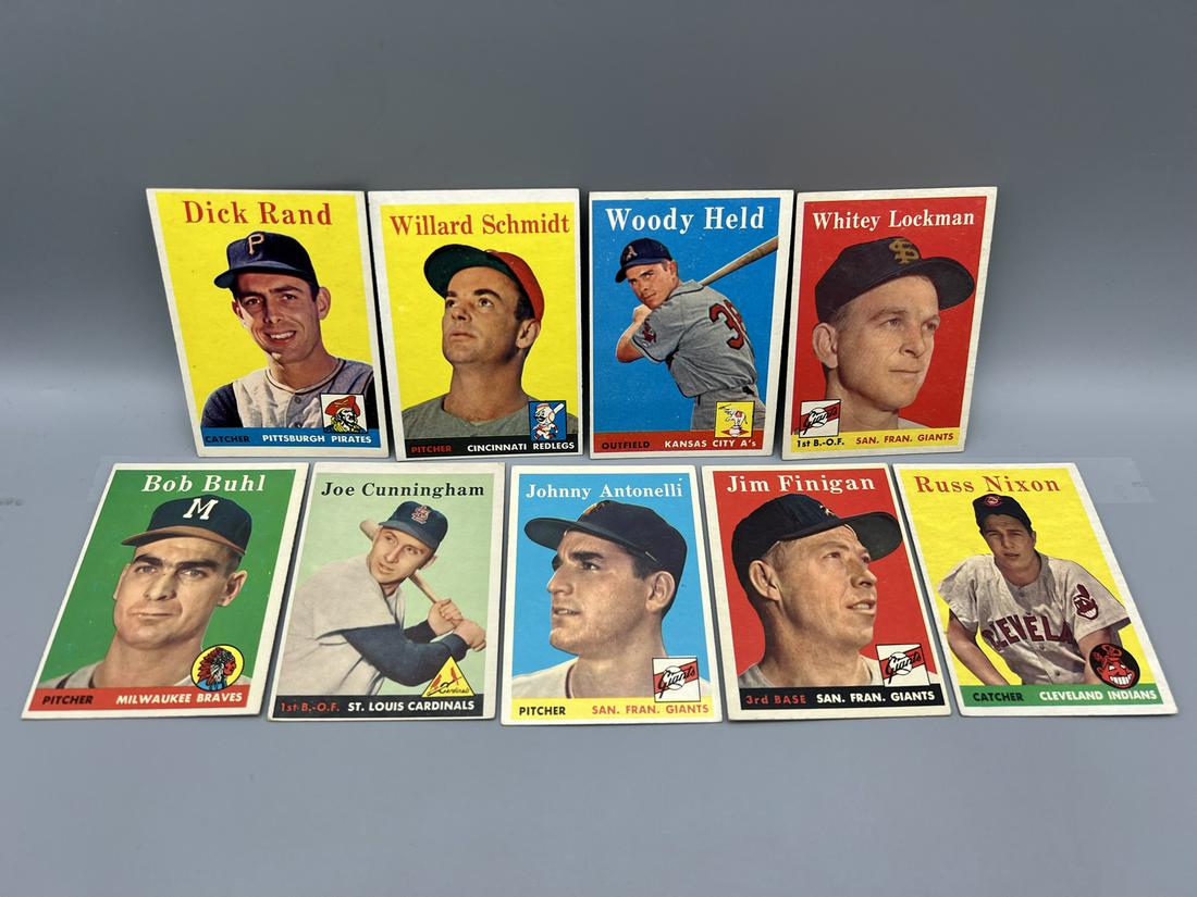 Lot of (9) 1958 Topps Baseball Cards - Varying Conditions (1 of 2)