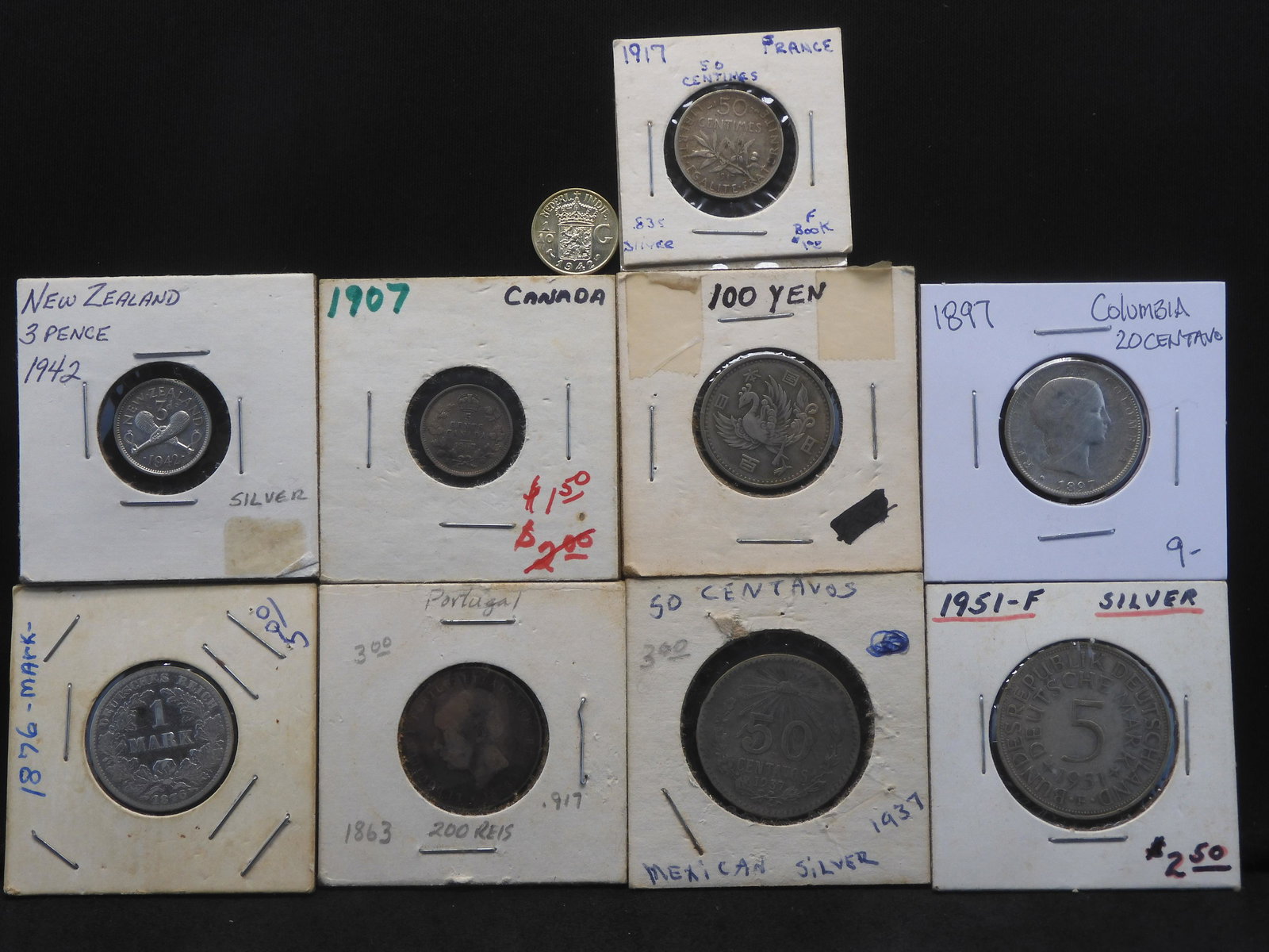 10 Foreign Silver Coins.  Circulated. (1 of 11)