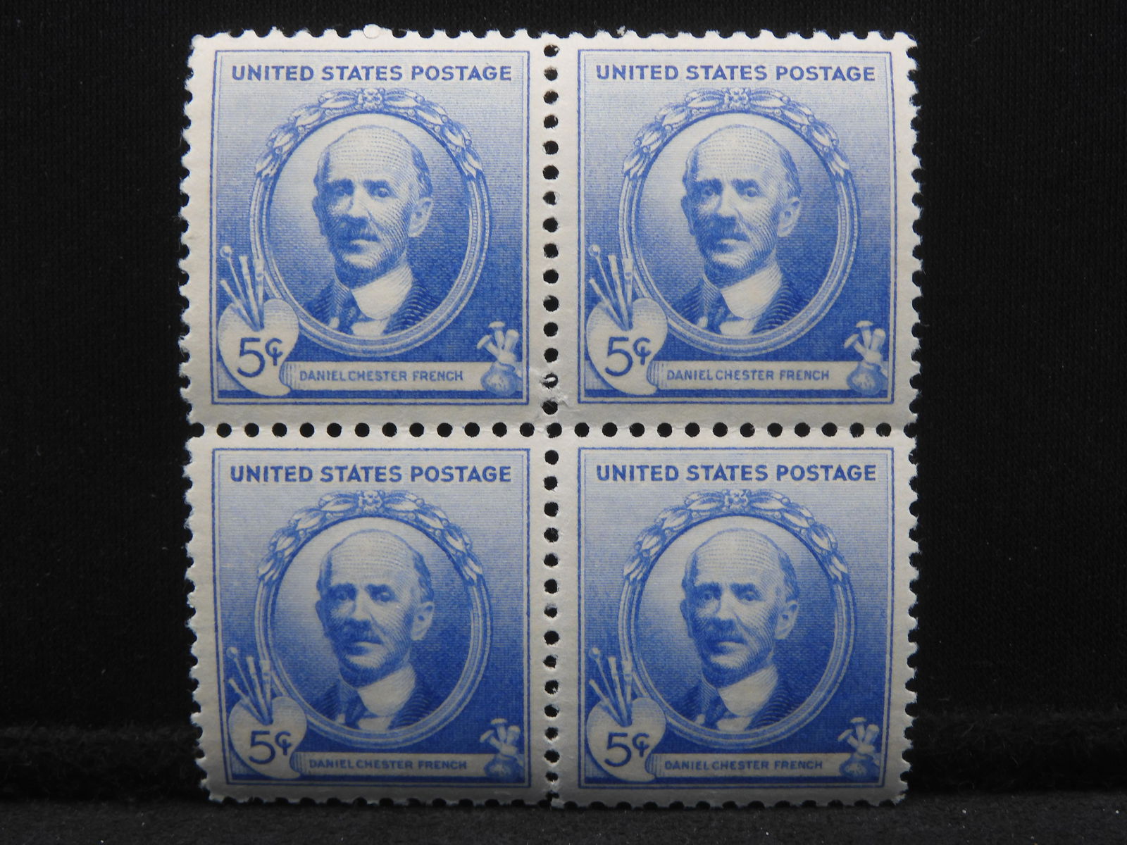 1940 Daniel Chester French, Famous American, Commemorative 5-Cent Block Of 4 U.S. Stamps.  Scotts (1 of 3)