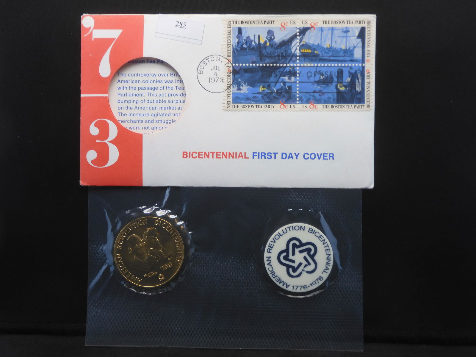 1973 Bicentennial First Day Cover w/ Medal - OGP: 1973 Bicentennial First Day Cover w/ Medal - OGP