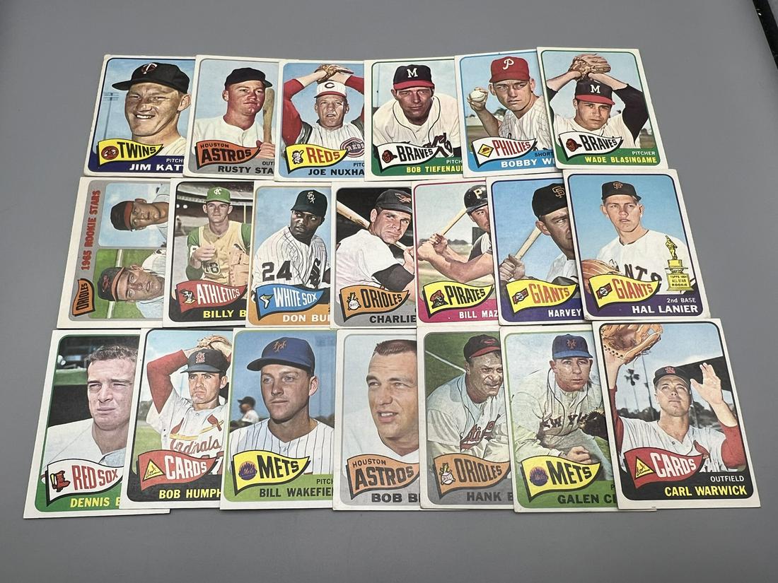 Lot of (20) 1965 Topps Baseball Cards - Jim Kaat, Joe Nuxhall and Rusty Staub (1 of 1)