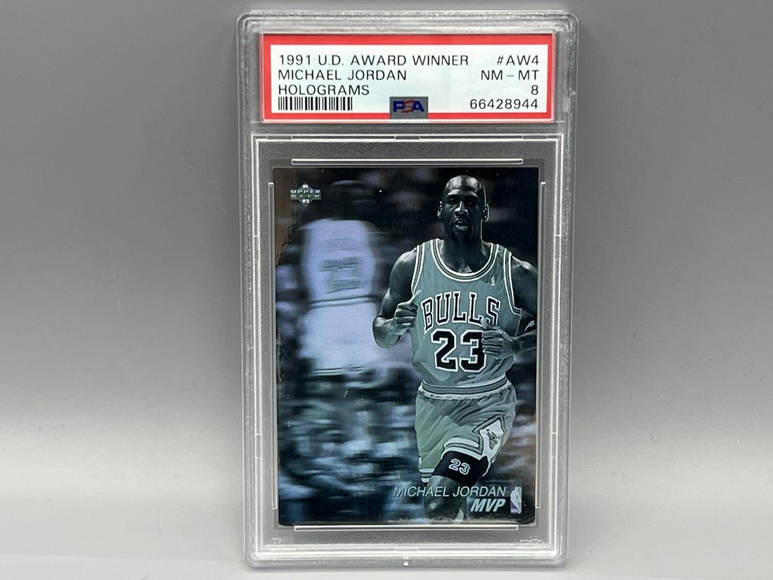 1991 Upper Deck Award Winner Michael Jordan Holograms #AW4 PSA NM-MT 8 (1 of 2)