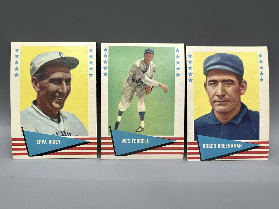 Lot of (3) 1961 Fleer Baseball Cards w/Rixey, Bresnahan and Ferrell (1 of 2)