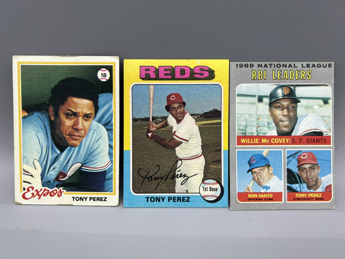 Lot of (3) Tony Perez Baseball Cards 1970 Topps #63, 1975 Topps #560, 1978 Topps #15: Lot of (3) Tony Perez Baseball Cards 1970 Topps #63, 1975 Topps #560, 1978 Topps #15
