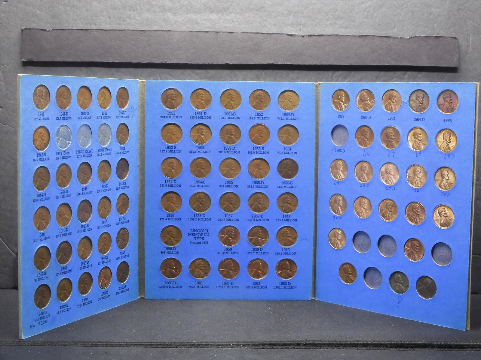 1941-1965 Lincoln Cent Complete Set.  Circulated. (1 of 5)